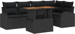 Rantry 6-teiliges Garten Sofa Set mit Kissen Schwarz Poly Rattan, 2-Sitzer Garten Sofa mit Stauraum & Kissen Schwarz Poly Rattan Gartenlounge Model3358326