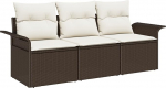 Rantry 3-teiliges Garten-Sofa-Set mit Kissen Braun Poly-Rattan Gartenlounge Model3345218