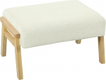HOMCOM pehmete istmepatjadega, puidust jalad, Corduroy v&auml;limusega jalatool, polsterdatud tool Ottomani magamistuppa, elutuppa, kreemvalge v&auml;rviga