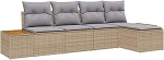 5-teiliges Garten Sofa Set mit Kissen Beige Poly-Rattan Akazie Gartenlounge Model3348066
