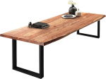 SAM Valin s&ouml;&ouml;gitoa laud 220 x 110 cm naturaalsest akaatsiapuidust ja t&auml;ispuidust laud U-kujulise raamiga, metallist mattmustast ehtsast lauast, 50 mm lauaplaat