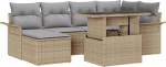 Rantry 7-teiliges Garten-Sofa-Set mit Kissen Beige Poly Rattan Gartenlounge Model3348316
