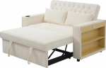 HAINEW diivanvoodi unefunktsiooniga ja reguleeritava seljatoega, 2-kohaline kokkupandav diivan diivan koos joogihoidja ja k&uuml;lgriiuliga elutoa magamistoas &scaron;enillkangast (beež)