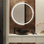 Simusi valgustusega vannitoa peegel, 60 cm &uuml;mmargune peegel valgustusega, seinapeegel esivalgustusega, uduvastane funktsioon, timmitav, 3 reguleeritava valgusv&auml;rviga