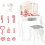 LIFEZEAL 2-in-1 riietuslaua komplekt lastele, laste riietuslaud eemaldatava peegli ja v&auml;ljaheitega, puidust riietuslaud, kingitus t&uuml;drukutele 3-7 aastat vana