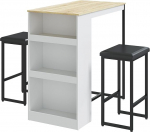 Gyger 3-osaline s&ouml;&ouml;gilauakomplekt 3 riiuliga, baarilaua ja v&auml;ikese k&ouml;&ouml;gilaua 2 inimesele, puidust lauakomplekt k&ouml;&ouml;ki, s&ouml;&ouml;gituppa, saare laud, tammepuust