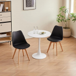 DEYARNA HOME s&ouml;&ouml;gikomplekt laud ja toolid 2 inimesele, &uuml;mmargune s&ouml;&ouml;gilaud ja 2 skandinaavia tooli, sobib k&ouml;&ouml;ki, s&ouml;&ouml;gituppa, r&otilde;dule, kohvikusse jne (valge laud + mustad toolid).