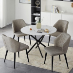 TUKAILAi s&ouml;&ouml;gilaud ja 4 tooli 100cm &uuml;mmargune puidust k&ouml;&ouml;gilaud ja polsterdatud kunstnahast toolid tugevate metalljalgadega 4-kohaline k&ouml;&ouml;gilaud toolid koduse s&ouml;&ouml;gitoa jaoks