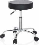 hjh OFFICE Operator II 729410 Office Stool Artificial Leather Black Height-Adjustable with Wheels
