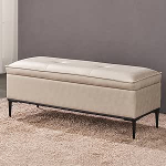 HTDVIG Kunstnahast voodipink hoiuruumiga, kaasaegne Ottomani pink hoiuga PU nahast, polsterdatud jalatugi, kohvilaud elutuppa ja magamistuppa, beež 90 x 45 x 45 cm (35 x 18 cm)