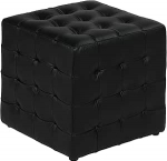 Cortesi Home Charli Tufted Cube Ottoman 100% ehtne nahk must