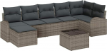 Rantry 7-teiliges Garten Sofa Set mit Kissen schwarzes Poly Rattan Gartenlounge Model3346139