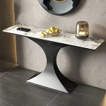 LUNAIZHUO Konsolentisch Schmal f&uuml;r den Eingangsbereich, Moderner Eingangstisch mit Metallgestell, f&uuml;r Wohnzimmer, Flur(Black,130cm/51in)