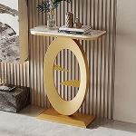 Kitsas telefonilaud, koridorilaud, konsoollaud, kitsas s&uuml;sinikterasest raamiga, elegantne kiltkivi ja metall elutuppa, magamistuppa ja koridori (kuldne, 80 x 30 x 80 cm/31 x 12 x 31 tolli)