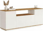 Dmora Nekkar Sideboard elutuppa, Sideboard elutuppa, panipaik, 180 x 45 x 75 cm, Tamm ja valge