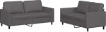 Diivan-set f&uuml;r Wohnzimmer, 3-Sitzer und 2-Sitzer, 2-teilig, mit Kissen, grau, Kunstleder