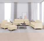 Gecheer 4-TLG. Sofagarnitur mit Kissen Creme Stoff, Moderne Couch Polstersofa f&uuml;r Wohnzimmer Schlafzimmer Spielzimmer3202064
