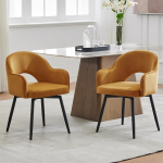 chairus S&ouml;&ouml;gitoa toolid komplekt 2 sametist 360&deg; p&ouml;&ouml;rlevad k&ouml;&ouml;gitoolid Polsterdatud toolid metalljalgadega P&ouml;&ouml;rlevad toolid k&ouml;&ouml;gi k&auml;etoega (kollane)