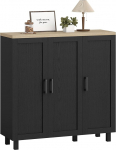 HOMCOM 3 ukseline Slim Sideboard, elutuba Sideboard reguleeritavate riiulitega k&ouml;&ouml;ki, esikusse, s&ouml;&ouml;gituppa, magamistuppa, must, 90 x 30 x 90 cm, 90 x 30 x 90 cm, 90 x 30 x 90 cm
