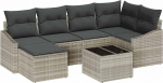 Rantry 7-teiliger Garten Sofa Set mit Kissen Graues Poly-Rattan Gartenlounge Model3346802