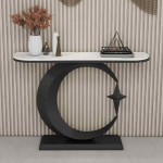 Schmaler Konsolentisch - Geometrischer Metallrahmen, eleganter Beistelltisch f&uuml;r Wohnzimmer, Flur und Eingangsbereich, stilvolle Aufbewahrungsl&ouml;sung