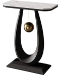 WPWSDWMX Moderner Konsolentisch aus Gesintertem Stein, U-f&ouml;rmiges Schmiedeeisengestell, Kratzfest, Abgerundete Kanten, Kompakt f&uuml;r den Eingangsbereich(Black,40cm/16in)