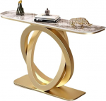 Generisch Moderner Eingangstisch mit Metallgestell - Personalisierter schwarzzer Konsolentisch f&uuml;r Wohnzimmer, Foyer und Flur (Gold, 80x30x80cm)