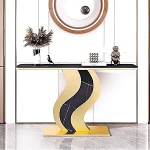 Eingangstisch - schmaler Luxus-Tisch mit goldfarbenem Metallrahmen, Hochtemperaturfarbe f&uuml;r Schlafzimmer, Wohnzimmer, Foyer