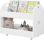 Lestarain M&auml;nguasjakast ratastega, lastetoa riiul, 2 tasandiga m&auml;nguasjade riiul, liikuv hoiuriiul, laste riiul raamatutele, m&auml;nguasjadele