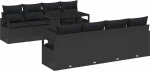 Gartensofa-Set mit Kissen 9 tk Schwarz Poly Rattan Gartenm&ouml;bel Model3357526