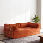 Diivanvoodi, 200 cm lai, pehmendusega kokkupandav diivan, Corduroy diivan, p&otilde;randalaua (Karamell, 150 x 100 x 75 cm)