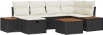 7-teiliges Garten Sofaset mit Kissen Schwarz Poly-Rattan Gartenlounge Model3359634