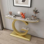 Schmaler Flurkonsolentisch, nordischer Stil hinter dem Couchtisch f&uuml;r Flur, Eingangsbereich, Wohnzimmer 80 * 30 * 80 cm (Gold 5)