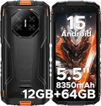 DOOGEE Fire 3 v&auml;ljas mobiiltelefon Android 15, Octa-Core protsessor 8350mAh, 12GB + 64GB/2TB TF v&auml;ljas nutitelefon ilma lepinguta, 5,5-tolline IPS HD + ehitusplatsil mobiiltelefon, 13MP AI kaamera, Widevine L1/4G Dual SIM / Face ID / NFC