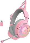 Razer Kraken Kitty V3 Pro - Juhtmevaba RGB Kitty peakomplekt m&auml;ngimiseks - Reaktiivsed striimivad kassik&otilde;rvad - Triforce 40 mm juht - Hyperspeed juhtmevaba ja Bluetooth - THX Spatial Audio | Quartz