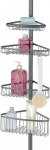 mDesign Telescopic Metal Shower Caddy - Shower Caddy with Extendable Bar for Shampoo, Soap, Washcloth etc. - Shower Shelf without Drilling for Corners, graphite
