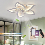 MiiR LED Quiet Ceiling Fan with Lighting, 50 W Bedroom Ceiling Light, with Remote Control and App, Dimmable Lamp with Fan, 5 Lights, Flower Shape, Acrylic Lampshade, Living Room, Kitchen, 69 cm
