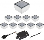ledscom.de Set of 10 LED Paving Stone CUS Floor Lights for Outdoor Use, Warm White, IP67, 230 V, 10 x 10 cm