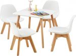 LuxNook laste laud koos 4 tooliga, laste istumiskomplekt, valmistatud FSC j&auml;tkusuutlikust massiivsest p&ouml;&ouml;gipuidust, 1 kuni 6-aastased lapsed, lastem&ouml;&ouml;bel lastetuppa, lasteaeda, valge