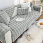 XSlive Weicher, Warmer Kunstfell-Couchbezug, dick, zottelig, flauschig, rutschfest, einfarbig, Pl&uuml;sch-Sofa-Schonbezug, M&ouml;belschutz f&uuml;r Kinder, Haustiere (Hellgrau, 71,1 x 71,1 cm)