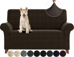 ZNSAYOTX Loveseat Slipcover High Stretch Spandex Pet Friendly 1 Piece Non Slip Couch Furniture Protector (Coffee, Loveseat)