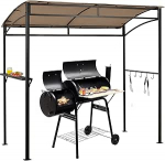 COSTWAY Grillikatused ilmastikukindlad grillkatused koos k&uuml;lgriiuli ja konksudega, grillivarjualune aeda, &otilde;ue, 216 x 108 x 211 cm.