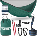 ROBBX&reg; Outdoor Hammock koos s&auml;&auml;sev&otilde;rguga, 2 inimesele, 300 kg kandev&otilde;ime, Double Hammock koos kinnituskomplektiga, Nailonist telkimine, reisimine Hammock, 290 x 140 cm