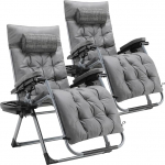 TLGREEN kokkupandav p&auml;ikesevoodi, 2-st komplekt, reguleeritav aia lamamistool koos padjaga, veekindel, eemaldatav peatugi, joogihoidja, lamamistool, kokkupandav lamamistool r&otilde;dule, hall