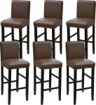 ZRCYXDW PU Leder Bar Stuhlhussen, Wasserdicht Barhocker Bezug 6er Set Stretch Waschbar Barhocker Abdeckungen f&uuml;r Esszimmer Cafe-braun-6 St&uuml;ck
