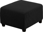 LINFKY Stretch Ottoman Slipcover Stretch Storage Ottoman Slipcover Protector Spandex Elastic Rectangle Footstock Sofa Slip Cover for Footrest Stool Furniture in Living Room (Black, Medium)