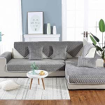 Diivanikate L/U kuju Diivanikate nurgas Diivanikatte diivanikaitsekate Libisematu diivanikate 3/4/2/1 istekoha diivanikaitse kasside pehme samet, tervislik ja nahas&otilde;bralik, hall 2-90 x 70 cm