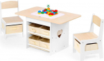 Laste laud koos 2 tooliga, laste istumiskomplekt koos hoiuruumiga, m&auml;ngulaud, laste multifunktsionaalne tegevuslaud lastele, siseruumide lauatoolide komplekt (naturaalne)
