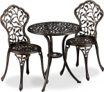 Relaxdays R&otilde;dum&ouml;&ouml;blikomplekt 3-osaline r&otilde;dulaud koos 2 tooliga Dekoratiivne alumiiniumist bistroolaua K x S 65 x 60 cm Pronksist