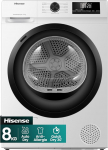 Hisense DHQE800BW2, 8 kg, kondensaator soojuspumbaga, 15 programmi, niiskusandur, kortsumisvastane, TwinAir, must/valge, energiat&otilde;hususe klass D.